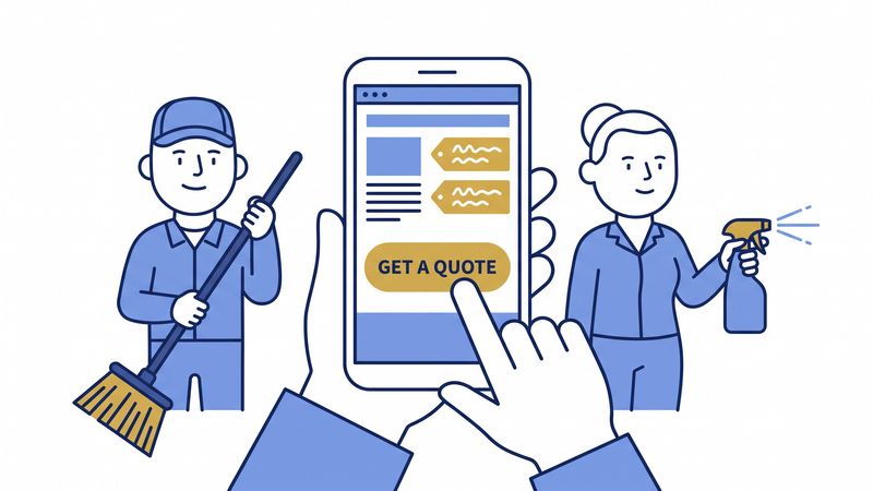 Cleaning business website on a phone showing clear prices and an instant quote button