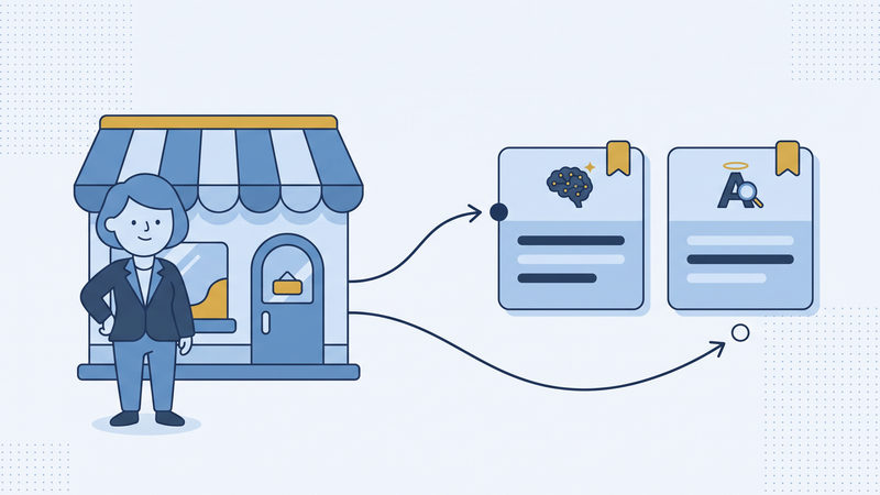 A local business shopfront being read by AI search assistants for citations
